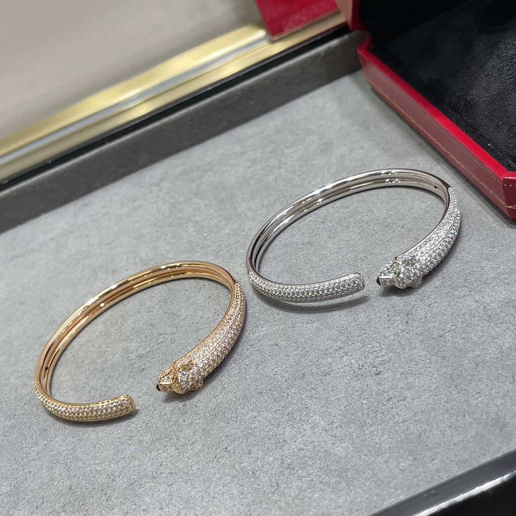 [⭐Corinne]PANTHERE FULL DIAMOND OPEN BRACELET