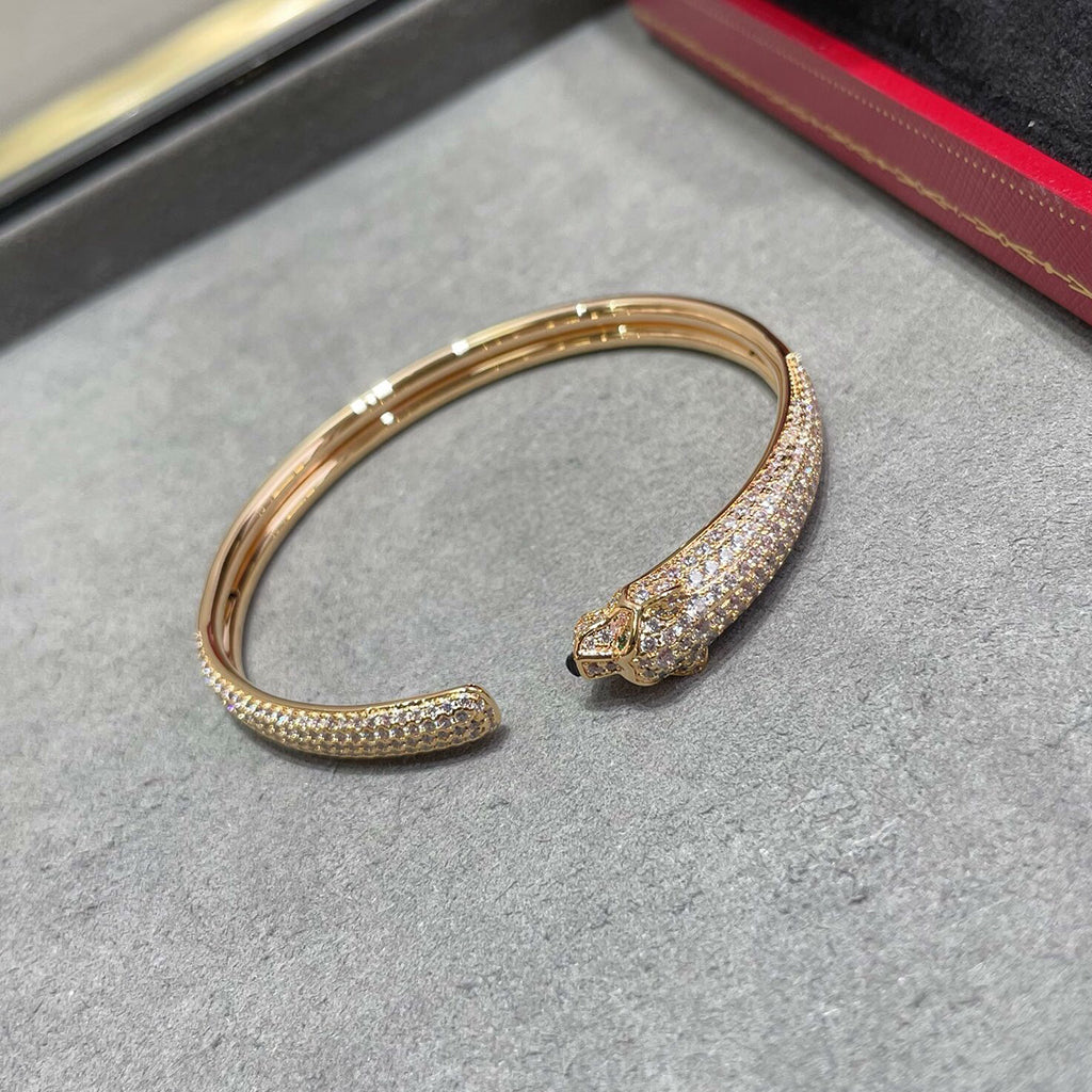 [⭐Corinne]PANTHERE FULL DIAMOND OPEN BRACELET