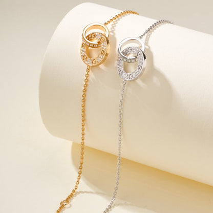 [⭐Corinne]LOVE DOUBLE RING FULL DIAMOND BRACELET