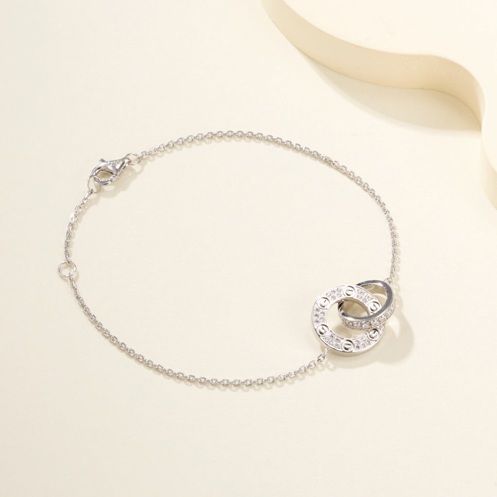 [⭐Corinne]LOVE DOUBLE RING FULL DIAMOND BRACELET