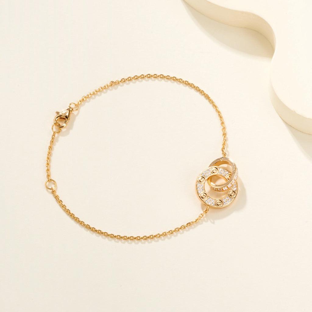 [⭐Corinne]LOVE DOUBLE RING FULL DIAMOND BRACELET