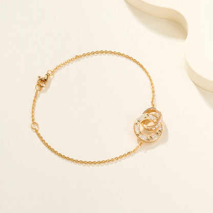 [⭐Corinne]LOVE DOUBLE RING FULL DIAMOND BRACELET