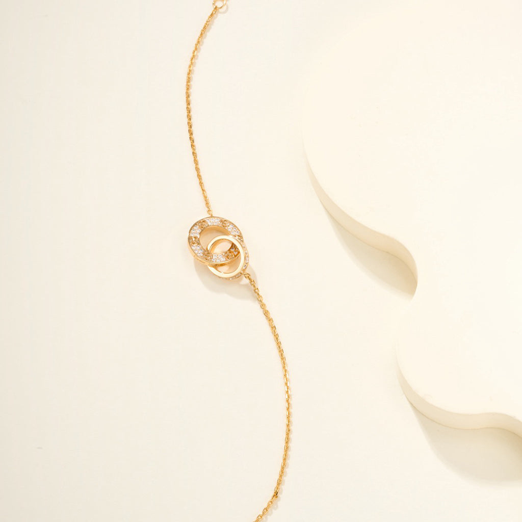[⭐Corinne]LOVE DOUBLE RING FULL DIAMOND BRACELET