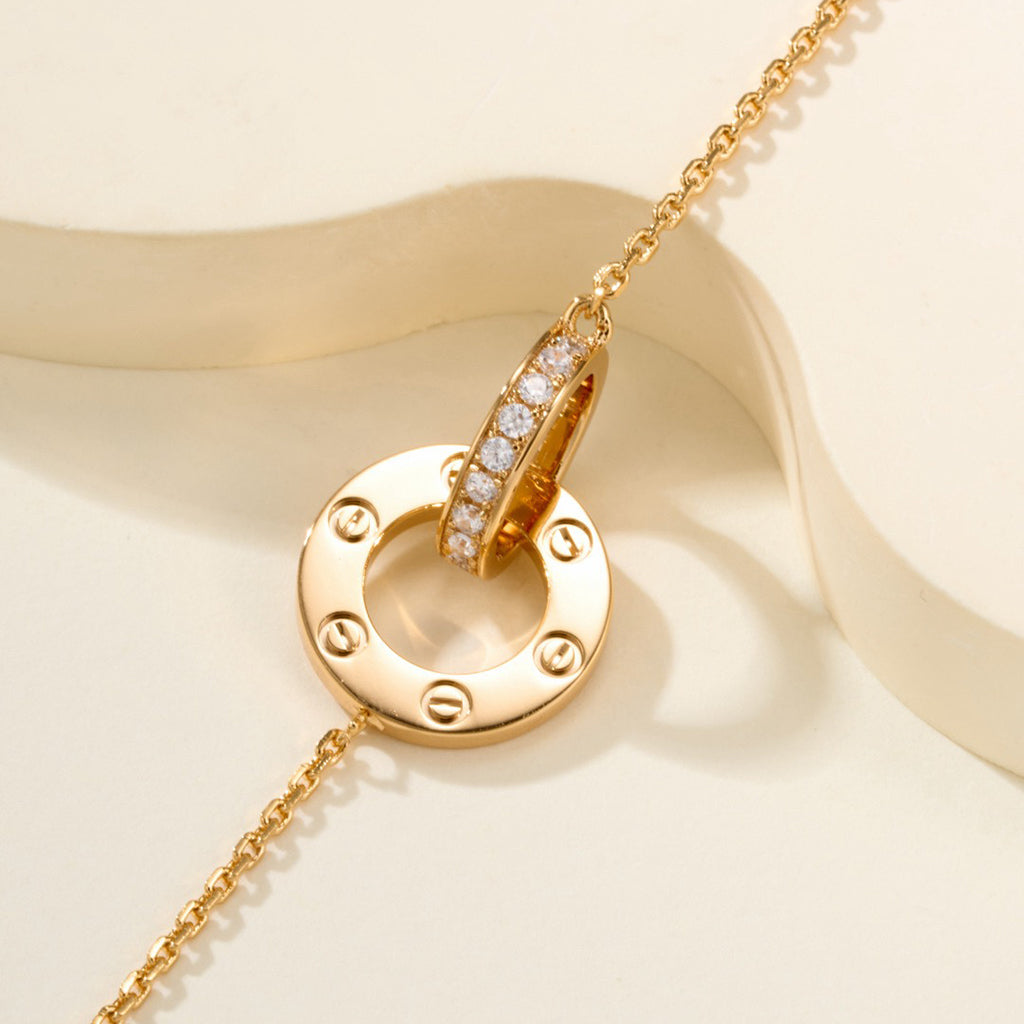 [⭐Corinne]LOVE DOUBLE RING FULL DIAMOND BRACELET
