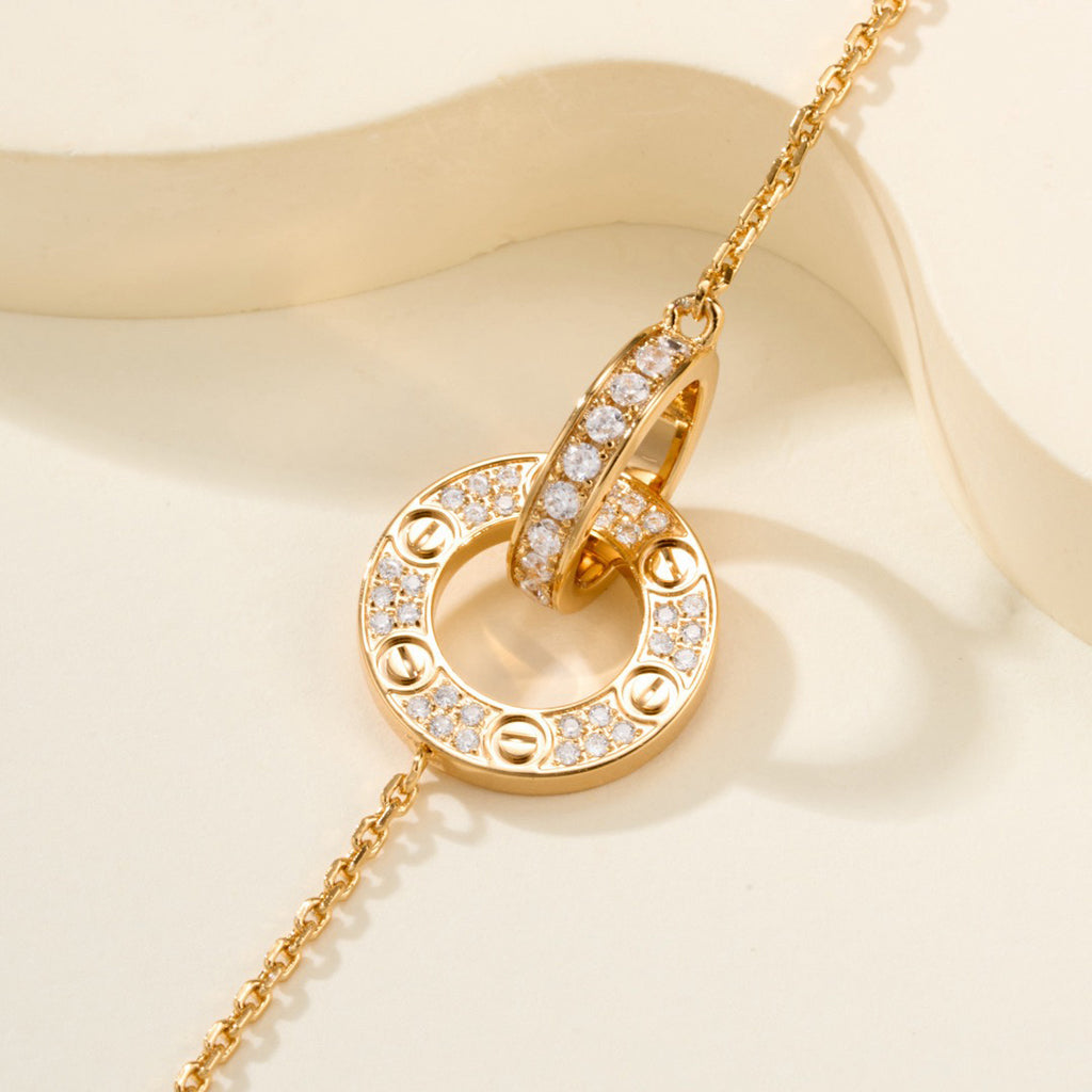 [⭐Corinne]LOVE DOUBLE RING FULL DIAMOND BRACELET