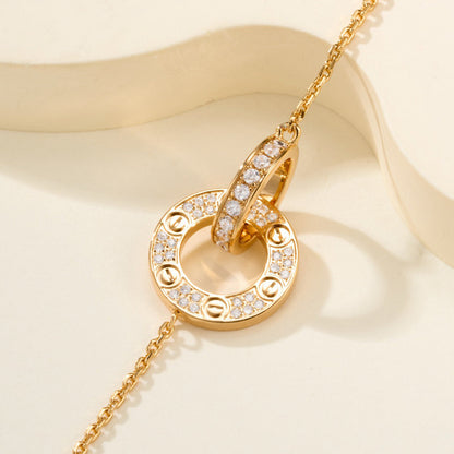 [⭐Corinne]LOVE DOUBLE RING FULL DIAMOND BRACELET
