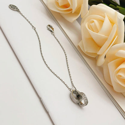 [⭐Corinne]LOVE DOUBLE RING HALF DIAMOND BRACELET