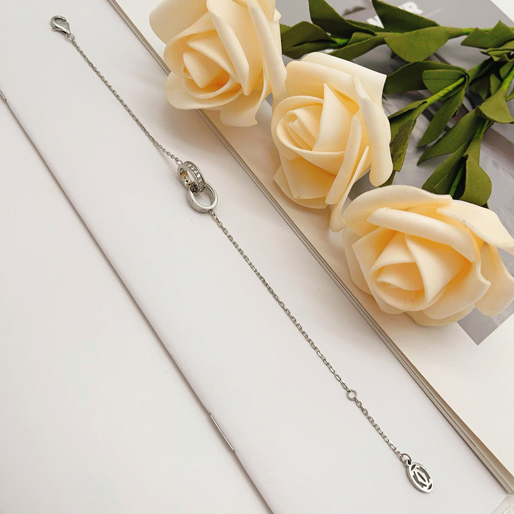 [⭐Corinne]LOVE DOUBLE RING HALF DIAMOND BRACELET