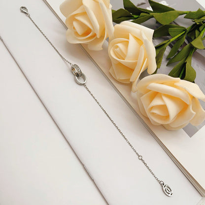[⭐Corinne]LOVE DOUBLE RING HALF DIAMOND BRACELET