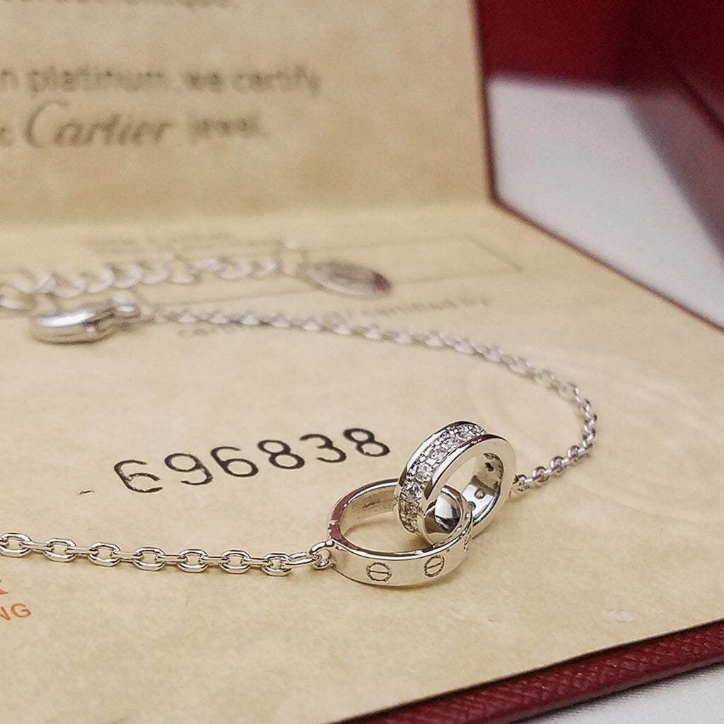 [⭐Corinne]LOVE DOUBLE RING HALF DIAMOND BRACELET