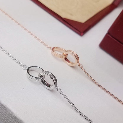 [⭐Corinne]LOVE DOUBLE RING HALF DIAMOND BRACELET