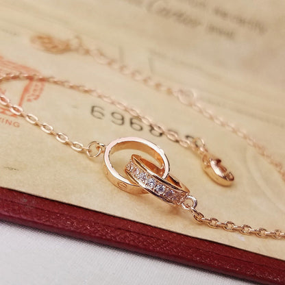 [⭐Corinne]LOVE DOUBLE RING HALF DIAMOND BRACELET