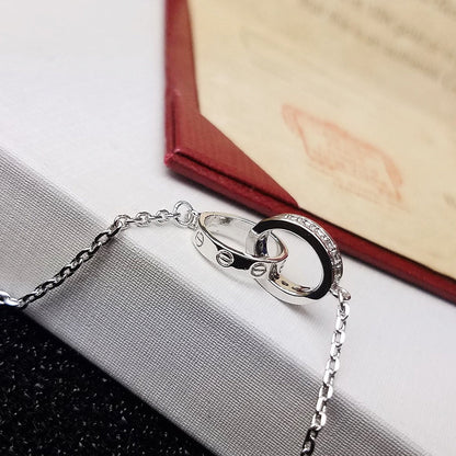 [⭐Corinne]LOVE DOUBLE RING HALF DIAMOND BRACELET
