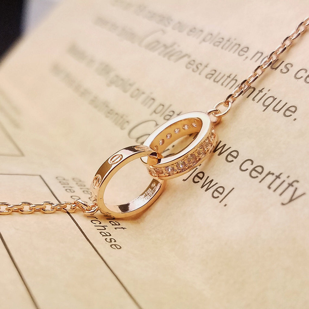[⭐Corinne]LOVE DOUBLE RING HALF DIAMOND BRACELET