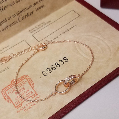 [⭐Corinne]LOVE DOUBLE RING HALF DIAMOND BRACELET