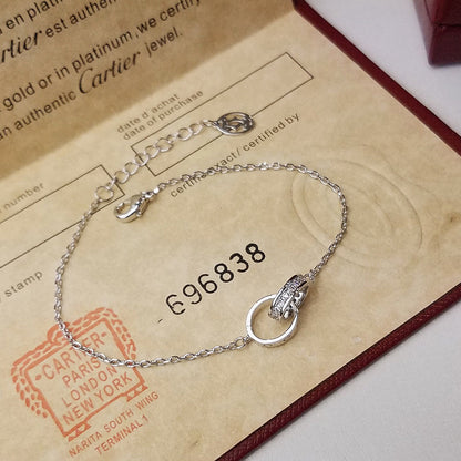 [⭐Corinne]LOVE DOUBLE RING HALF DIAMOND BRACELET