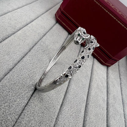 [⭐Corinne]PANTHERE DOUBLE HEADED HALF DIAMOND OPEN BRACELET