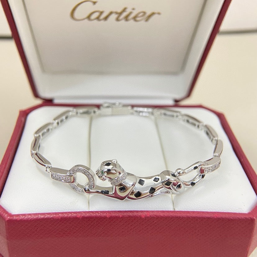 [⭐Corinne]PANTHERE HALF DIAMOND ON CHAIN BRACELET