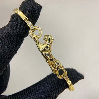 [⭐Corinne]PANTHERE HALF DIAMOND ON CHAIN BRACELET