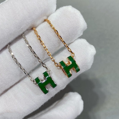 [⭐Corinne]POP H GREEN NECKLACE SILVER AND GOLD