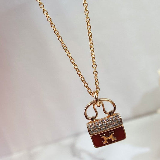 [⭐Corinne]CONSTANCE RED PEDANT PINK GOLD NECKLACE