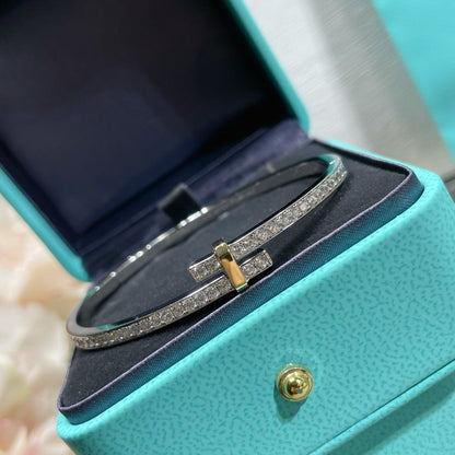 [Corinne]EDGE DIAMOND GOLD SILVER BRACELET