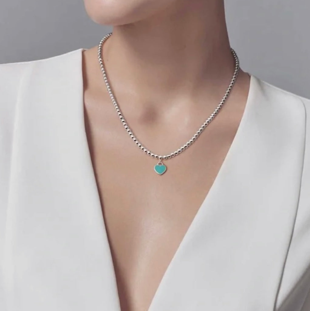[Corinne]RETURN TO TIF SILVER BEAD NECKLACE