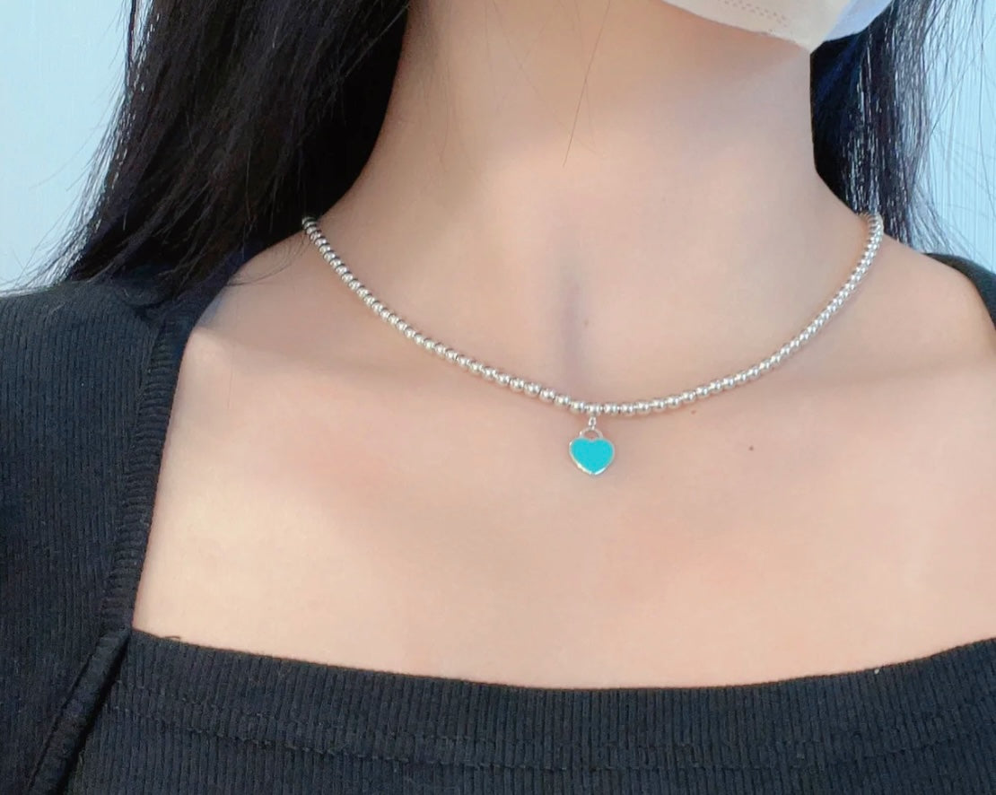 [Corinne]RETURN TO TIF SILVER BEAD NECKLACE