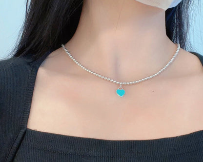 [Corinne]RETURN TO TIF SILVER BEAD NECKLACE
