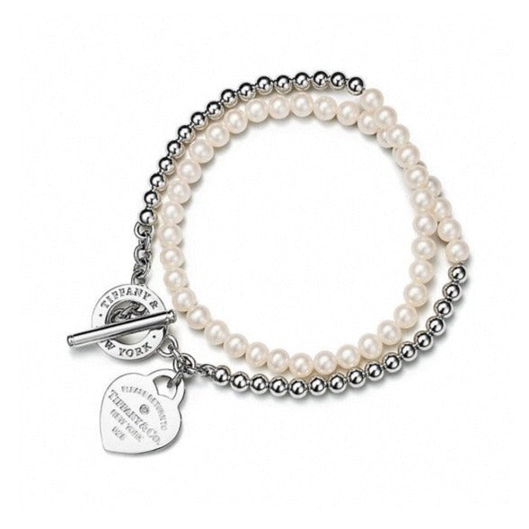 [Corinne]RETURN TO TIF HEART TAF BEAD PEARL BRACELET