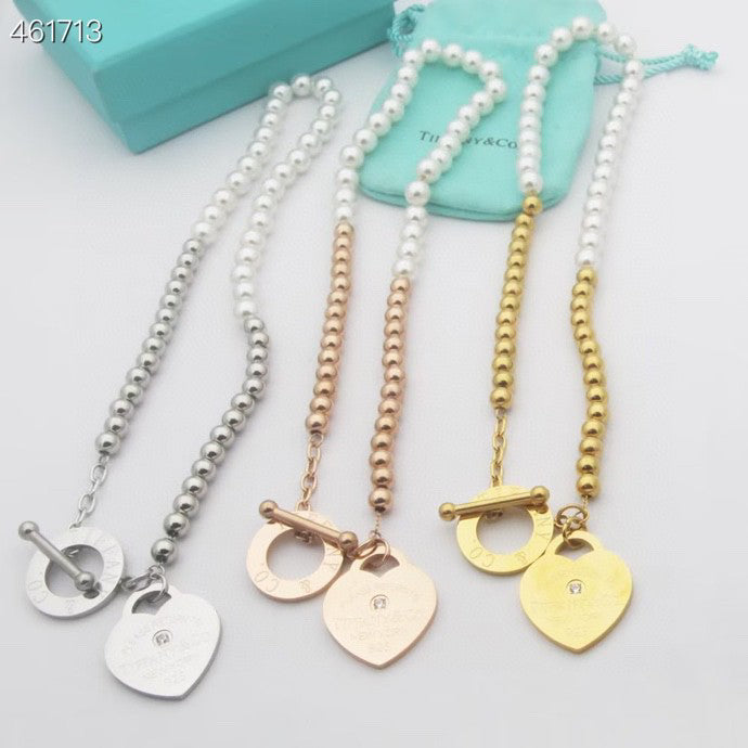 [Corinne]RETURN TO TIF HEART TAF BEAD PEARL BRACELET