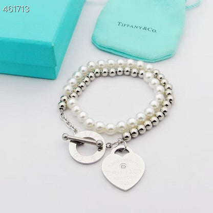 [Corinne]RETURN TO TIF HEART TAF BEAD PEARL BRACELET