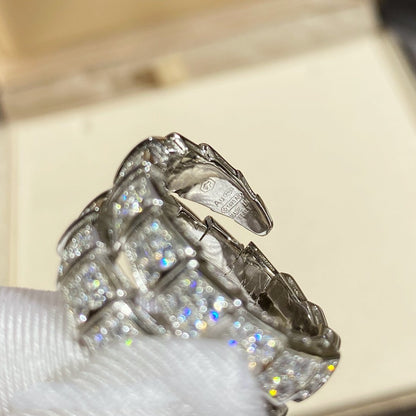 [⭐Corinne]SERPENTI DOUBLE RING SILVER DIAMOND PAVED