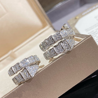 [⭐Corinne]SERPENTI DOUBLE RING SILVER DIAMOND PAVED