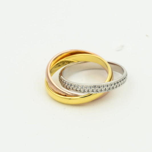 [⭐Corinne Jewelry]TRINITY RING GOLD PINK GOLD SILVER DIAMONDS