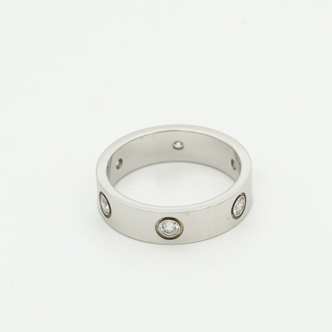 [⭐Corinne]LOVE RING 5.5MM 6 DIAMONDS SILVER