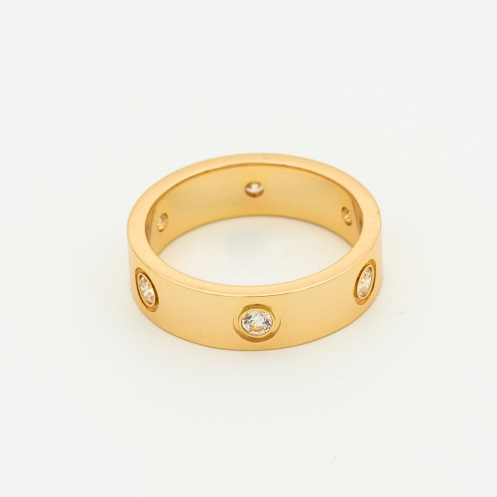 [⭐Corinne]LOVE RING 5.5MM 6 DIAMONDS PINK GOLD