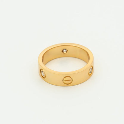 [⭐Corinne]LOVE RING 5.5MM 3 DIAMONDS PINK GOLD