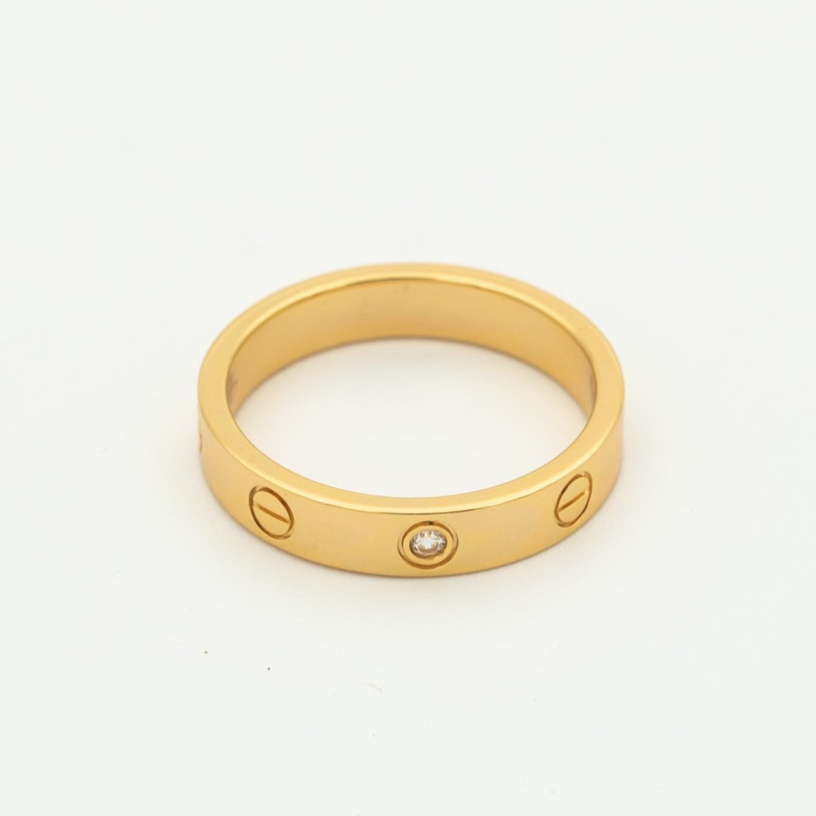 [⭐Corinne]LOVE RING 4MM 1 DIAMOND PINK GOLD