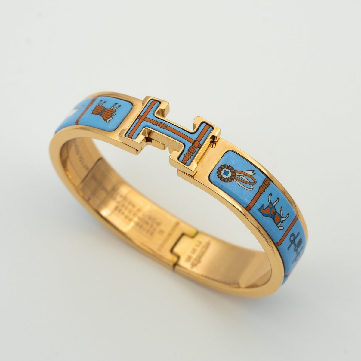 [⭐Corinne]H PINK GOLD BRACELET BLUE CERAMIC