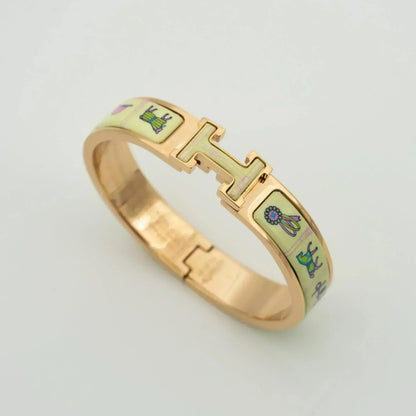 [⭐Corinne]H PINK GOLD BRACELET CREAM CERAMIC