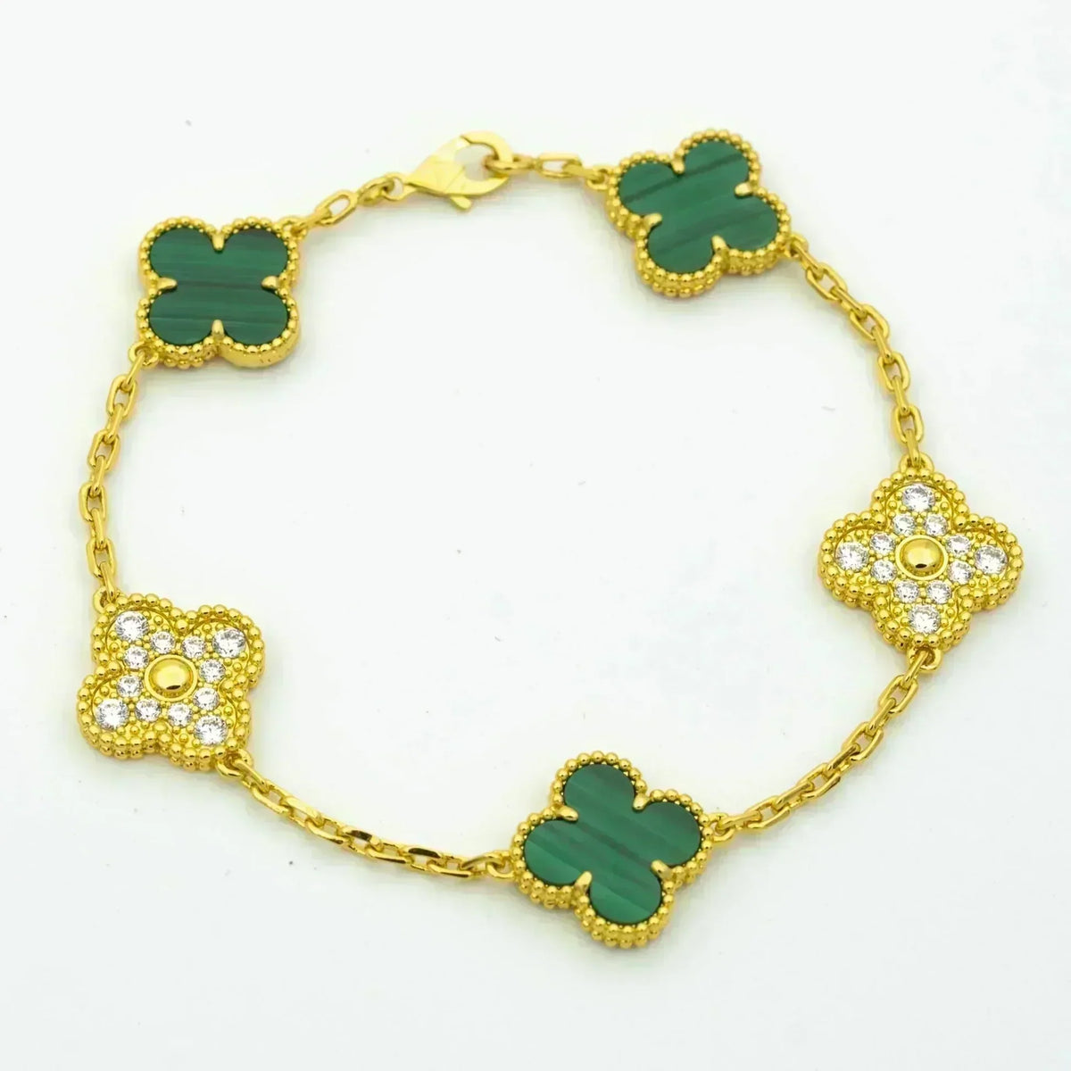 [⭐Corinne] CLOVER 5 MOTIF MALACHITE BRACELET COLLECTION
