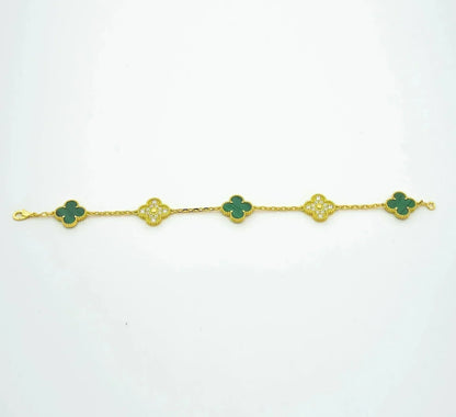 [⭐Corinne] CLOVER 5 MOTIF MALACHITE BRACELET COLLECTION