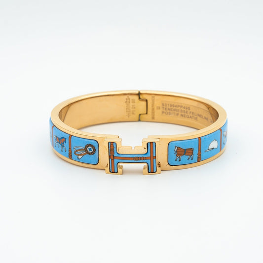[⭐Corinne]H PINK GOLD BRACELET BLUE CERAMIC