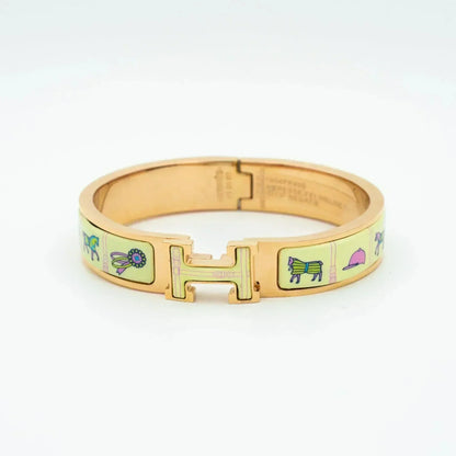 [⭐Corinne]H PINK GOLD BRACELET CREAM CERAMIC