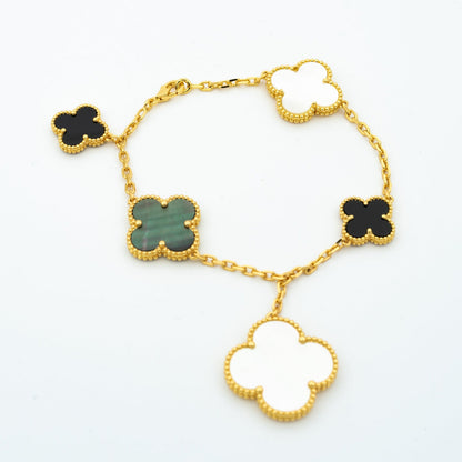 [⭐Corinne]CLOVER BRACELET 5 MOTIFS ONYX MOP