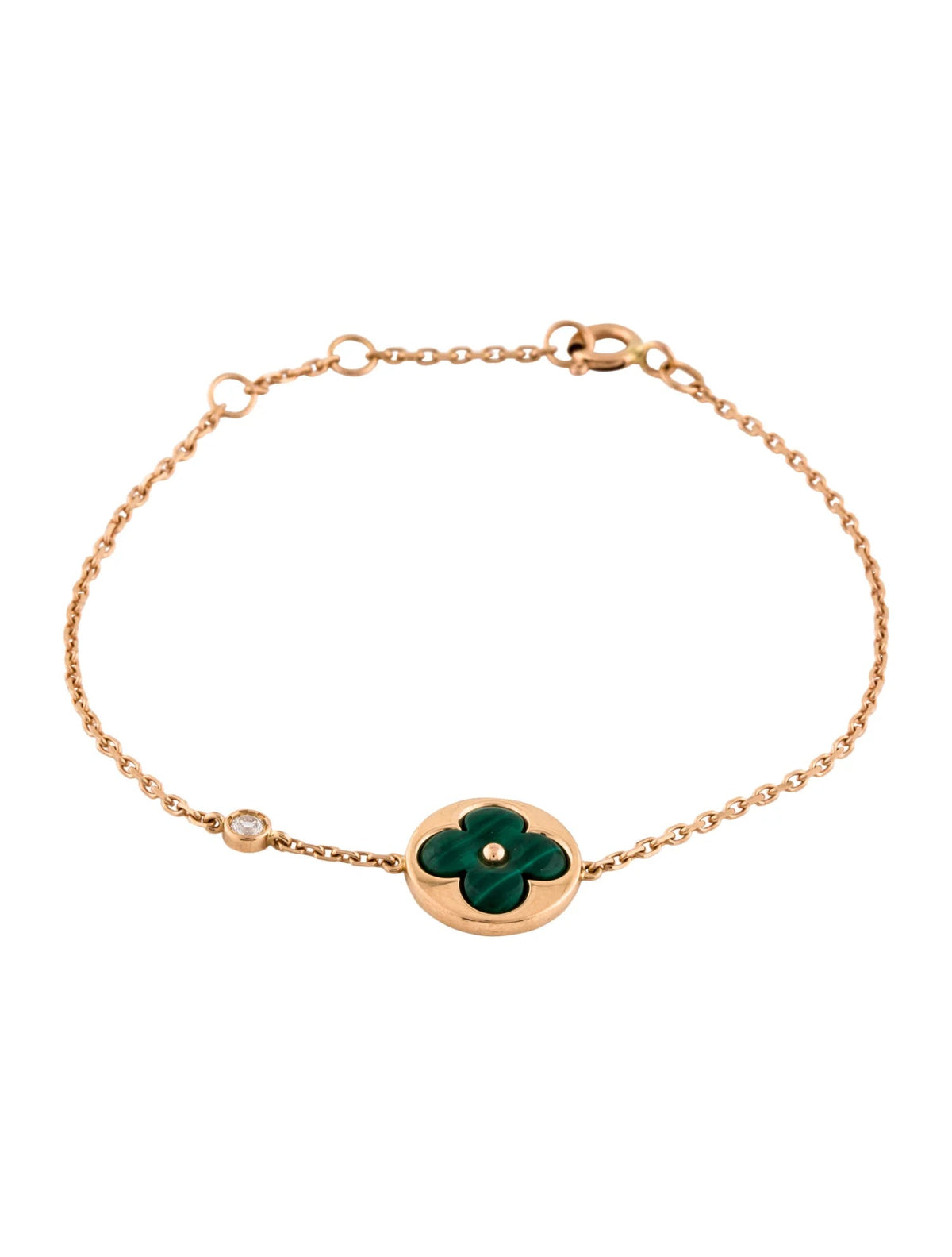 [⭐Corinne]SUN MALACHITE 1 DIAMOND PINK GOLD BRACELET