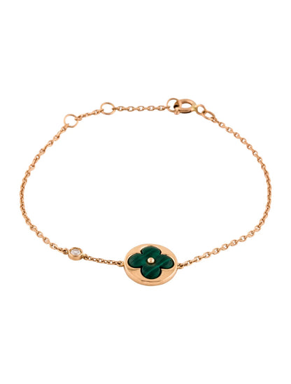 [⭐Corinne]SUN MALACHITE 1 DIAMOND PINK GOLD BRACELET
