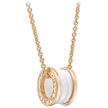 [⭐Corinne]ZERO 1 WHITE CERAMIC PINK GOLD DIAMOND NECKLACE