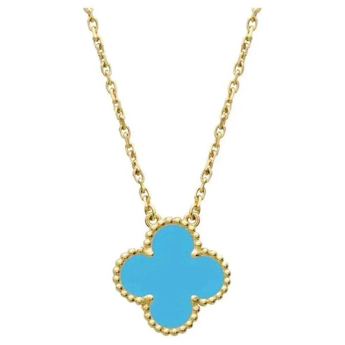 [⭐Corinne]CLOVER 15MM VINTAGE TURQUOISE NECKLACE